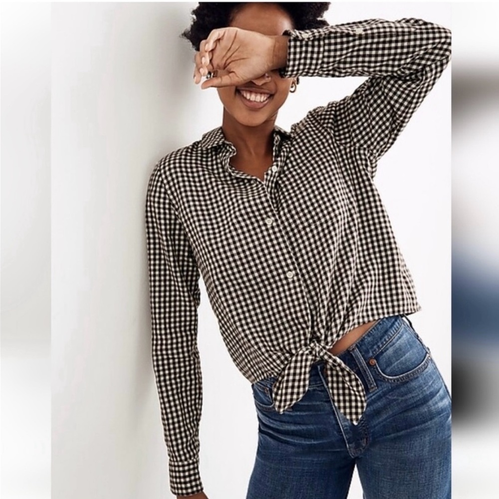 Madewell Brown and White Checkered Shirt - Picture 3 of 7